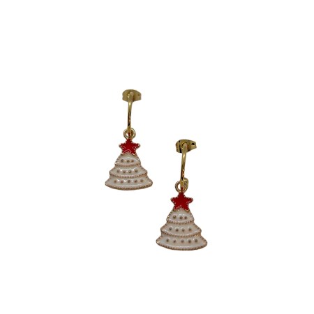 earrings hoop steel gold christmas tree1